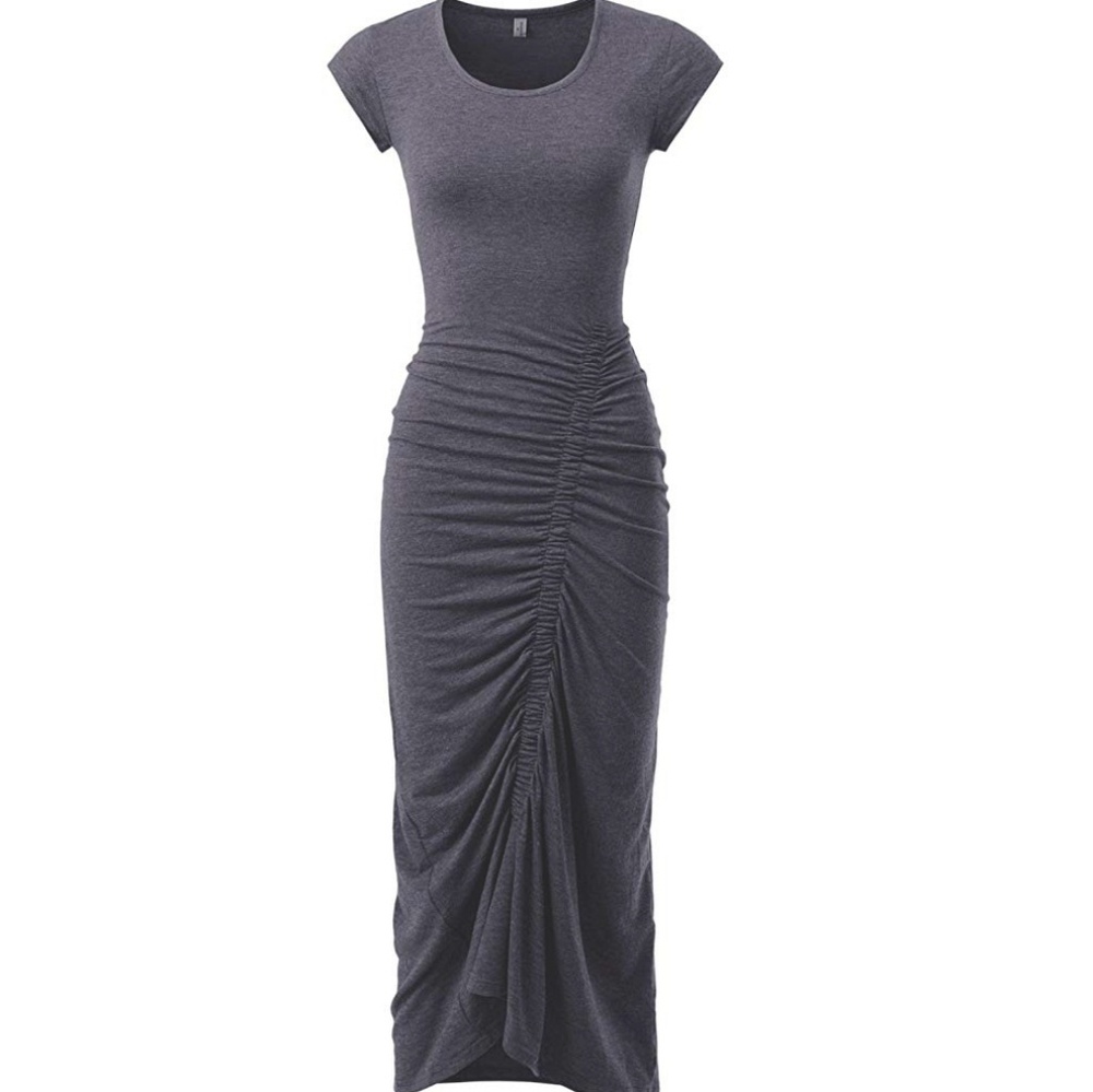 Large Dark Gray Nearkin Figure-Hugging Maxi Dress - Effortless Elegance